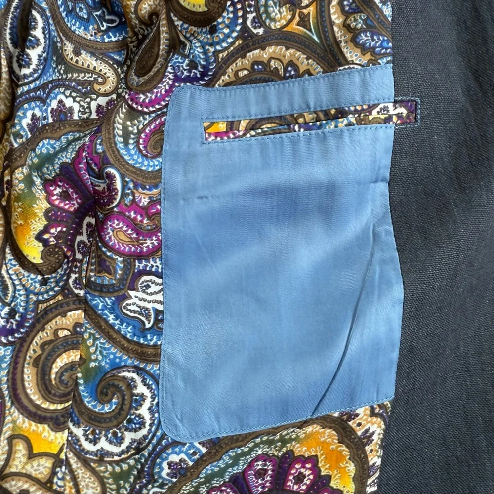Robert Graham 100% Linen Navy Paisley Lining Detailed Blazer Men's‎ 40 EUC